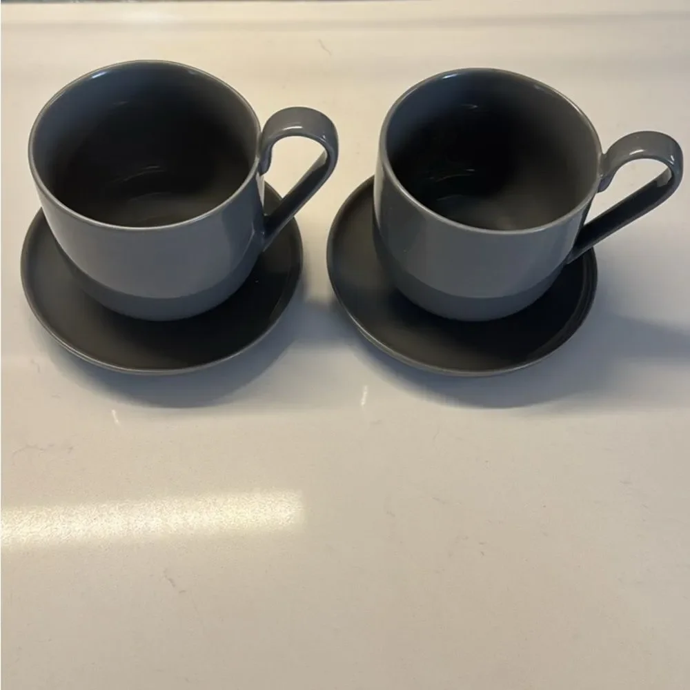 Blomus Gray Ceramic Cup and Saucer Set